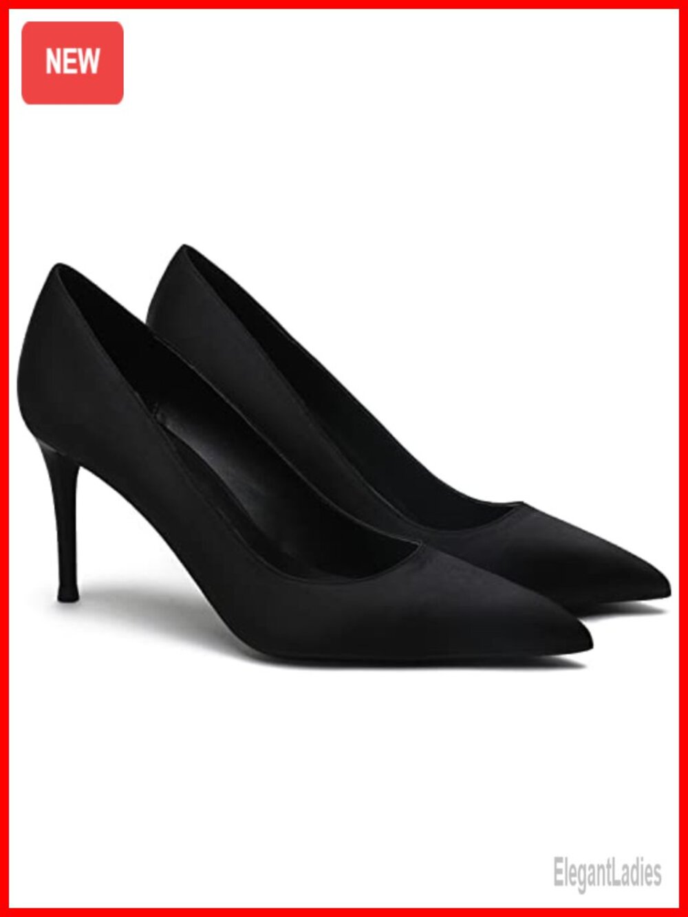 Women Satin Pointed Toe Kitten Heel Pumps 3 Inch Slip On Dress Shoes